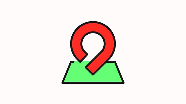 motion icon Red pin on green rectangle, representing location or map. 
