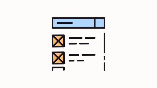 motion icon Website layout with two boxes, text, and a side bar. 
