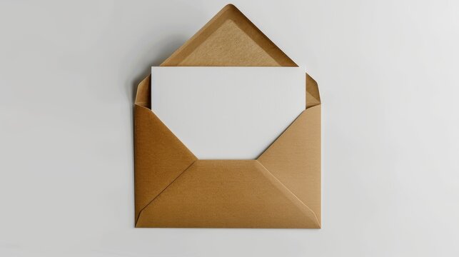 Mockup template of a white card and brown envelope