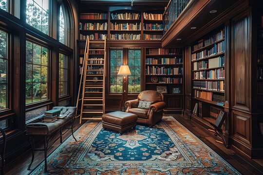 A large room with a wooden floor and a rug