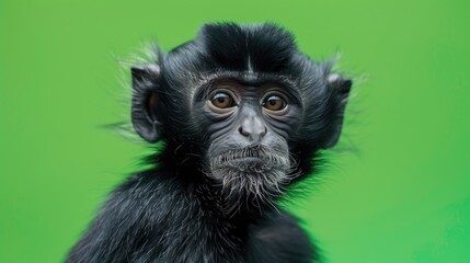 Monkey in green screen for photomontages