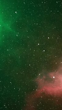 Rainbow nebula multicolor galaxy traveling into deep space universe milky way background vertical animation. Phone wallpaper	
