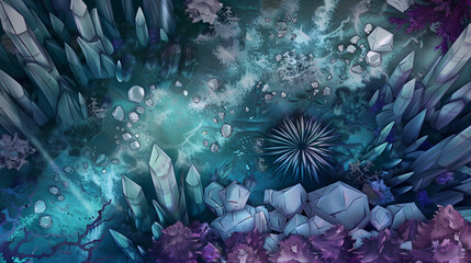 Crystal Field Battle Map DnD,RPG Map for Dungeons and Dragons,game background,Top view,