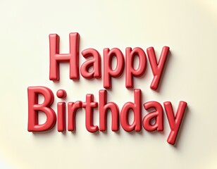Happy Birthday typography, 3D rendered text effect. Celebration, event concept banner design.