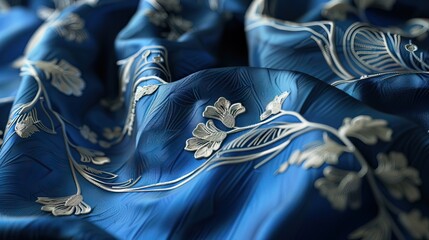 Smooth elegant blue silk can use as background. AI generated illustration