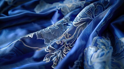 Smooth elegant blue silk can use as background. AI generated illustration