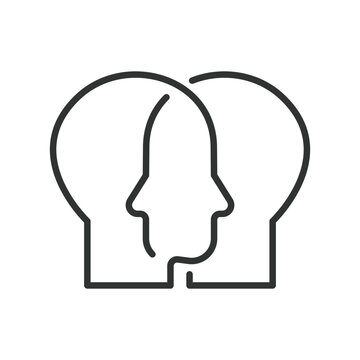 Empathy, in line design. Empathy, Compassion, Understanding, Emotional support, Connection, Sympathy, Sensitivity on white background vector. Empathy editable stroke icon.