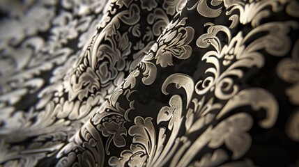 Oriental Floral Damask Seamless pattern embroidery, thai style. art ornament print.Design for carpet, cover.wallpaper, wrapping, fabric. AI generated illustration
