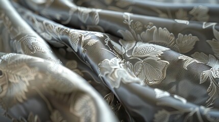 Texture background Silk fabric Black white color Luxurious soft silk hand is black and white paisley pattern In fact seal printing is combined. AI generated illustration