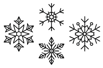 Snowflakes line art detailed depiction of icy winter wonder