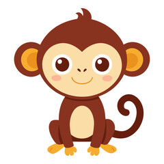 Obraz premium monkey, cute animal isolated on white background flat style. Vector illustration