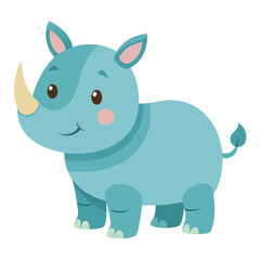 Fototapeta premium rhinoceros, cute animal isolated on white background flat style. Vector illustration