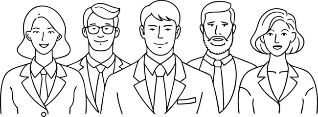 A group of people are wearing suits and ties. They are smiling and appear to be happy. Concept of professionalism and camaraderie