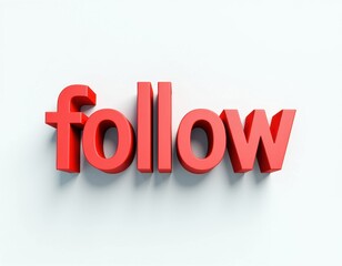 3D red text 'Follow' on a plain white background.