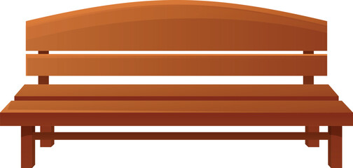 Fototapeta premium Illustration featuring a wooden bench with curved back rest, useful element for urban or park related design projects