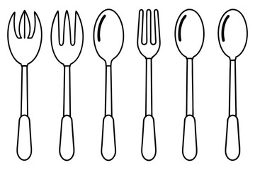 Spoon and fork line art illustration for kitchen wall decor