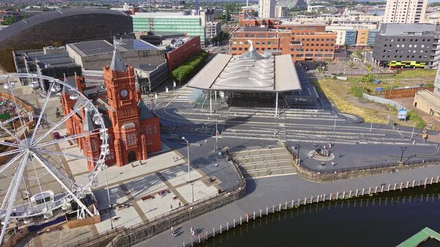 Aerial view of the Welsh Government building, Cardiff