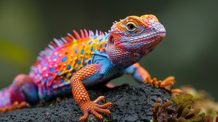 Vibrant Lizard in a Lush Forest