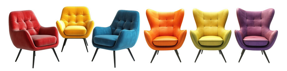 set of arm chair on isolated transparent background