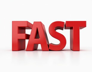 Bold red 3D letters spelling FAST on a clean white background.