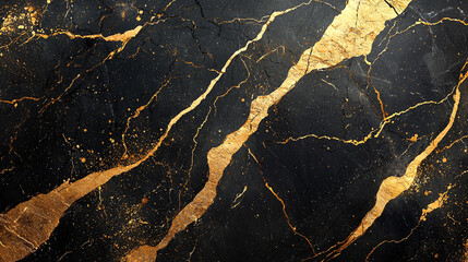 Elegant black marble with striking gold veins, showcasing a luxurious and sophisticated aesthetic, ideal for upscale interiors and design projects.