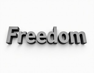 Freedom word 3D text typography design. Liberty, independence, democracy concept web banner illustration