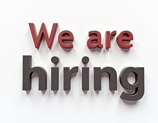 Red and black 'We are hiring' text on white background.
