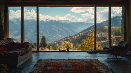 Fototapeta premium beautiful mountain view from inside the house