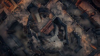 Castle Battle Map for RPG, Map for Dungeons and Dragons, DnD Map, Tabletop Role-Playing Games, Adventure Game Background, Top-Down View