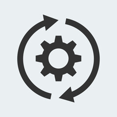 Processing icon, management, executing vector illustration design