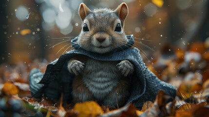 Obraz premium A Cute Squirrel Wearing a Cape