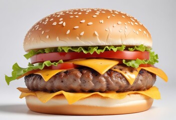 Delicious Burguer Isolated on white background, ai