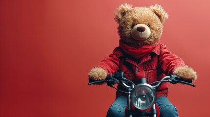 teddy bear on a motorcycle . Generative AI
