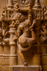 Beautifully carved idols or Statues, Jain Temple, Fort complex, Jaisalmer, Rajasthan, India, Asia.