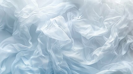 Obraz premium Abstract ethereal white and blue chiffon fabric background, delicate soft texture, perfect for backgrounds and textures.