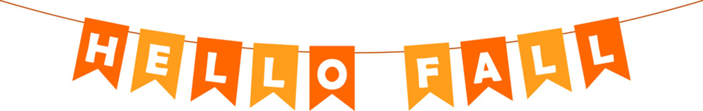 Hello Fall bunting garland, orange party lettering banner