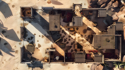 Castle Battle Map for Tabletop RPGs, Dungeons & Dragons, Adventure Game, Top-Down Perspective