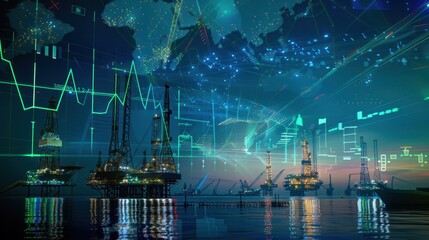 The oil rig and data overlay