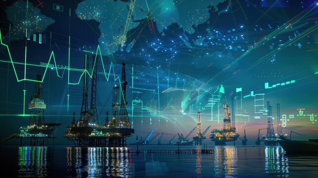 The oil rig and data overlay - Powered by Adobe