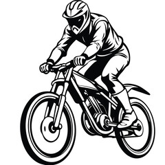 Naklejka premium Cycle action biker vector illustration silhouette