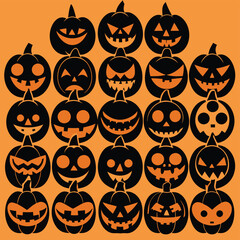 Different pumpkin vector, funny party template