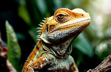 Obraz premium A close up view of a beautiful lizard's face