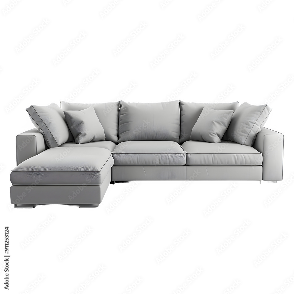 Wall mural sleek and cozy l-shaped grey sofa set against a checkered background, ideal for interior decor