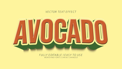 3d editable avocado text effect graphic style template