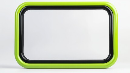 Neon Green Frame on White Background with Copy Space
