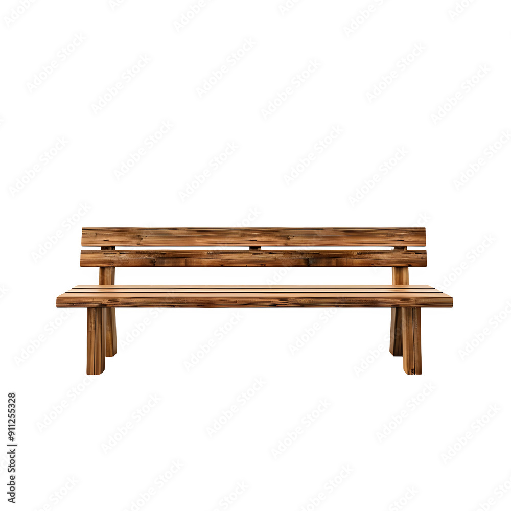 Poster detailed realistic wooden bench isolated on transparent checkered background