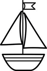 Vector illustration of a yacht or boat. A children's coloring book. Children can spend hours coloring it. Vector monochrome illustration. Ready to print. Coloring pages, stickers, design for children
