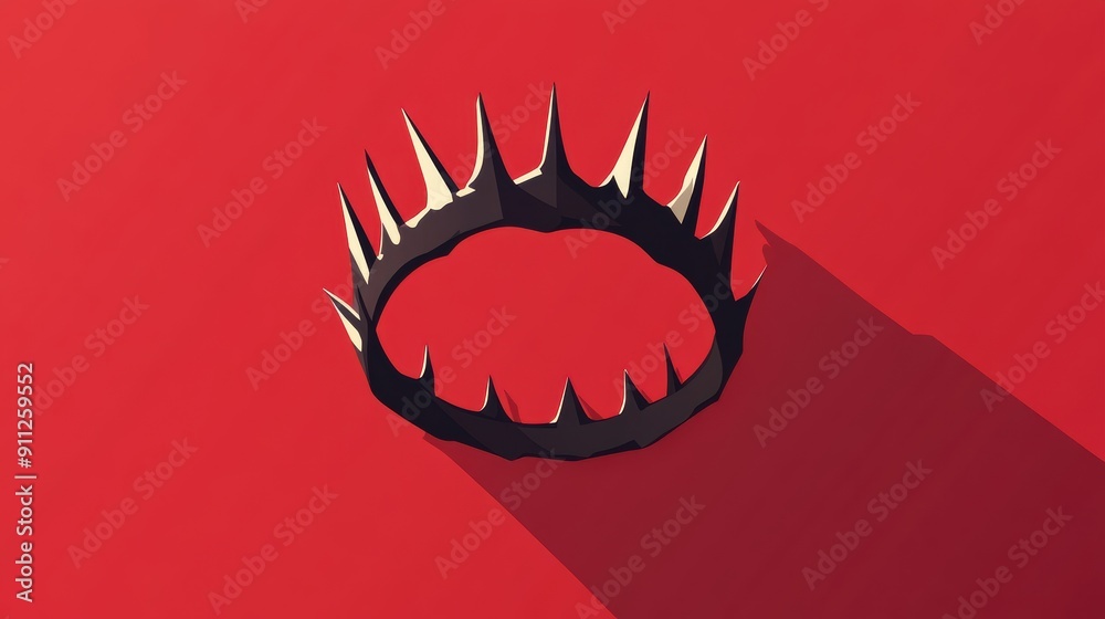 Wall mural abstract trap with shadow on bold red background