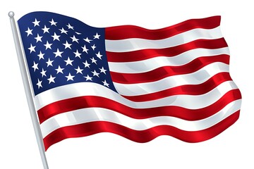 Closeup of American flag on plain background