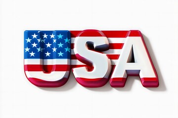 American United States Flag in glossy form button of icon. USA emblem isolated on white background. National concept sign. Independence Day Symbol. 4 July freedom patriotic banner with pride color